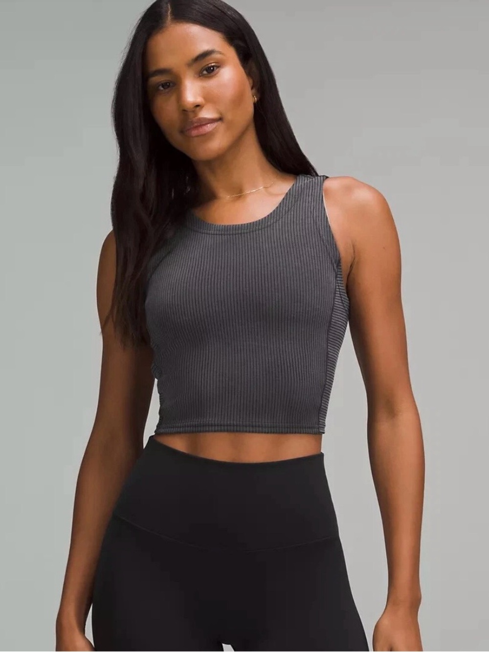 lululemon athletica Ribbed Crop Tank Top in Charcoal